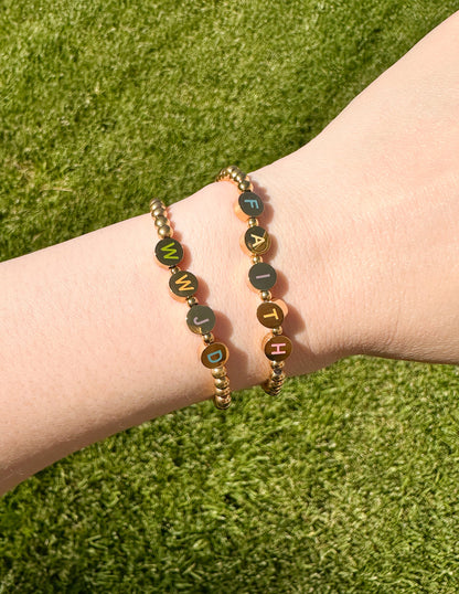 Gold WWJD Letter Bracelet