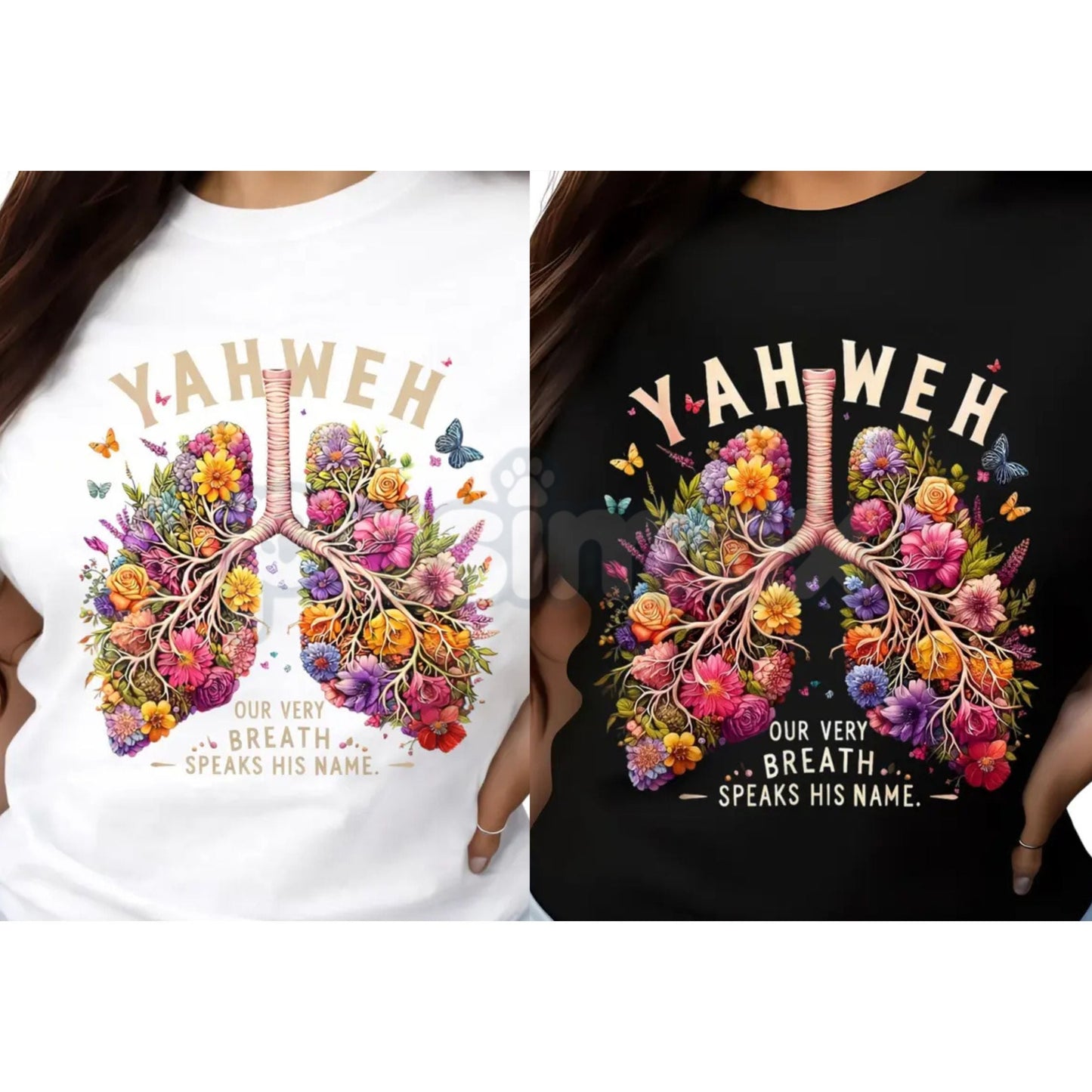 Yahweh Anatomical Floral Lungs Shirt - Modern Christian Minimalist Tee, Premium 100% Cotton Scripture Graphic Top, Inspirational Faith Gift for Her, Aesthetic Sacred Breath Religious Shirt, Soft Lived-In Heavyweight Worship Apparel